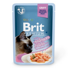 Brit Premium Cat Salmon Fillets sos 85g filety z łososia w sosie - karma dla kotów sterylizowanych