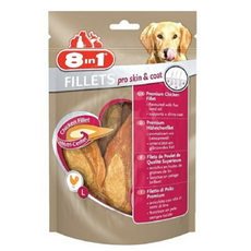 8in1 Fillets Pro skin & coat S - filet z kurczaka wzbogacony o olej z siemienia lnianego przysmak dla psa 80g