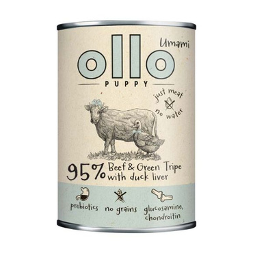 Ollo Umami Puppy Beef & Green Tripe with Duck Liver mokra karma dla szczeniąt - wołowina, żwacze, kacza wątróbka 400g