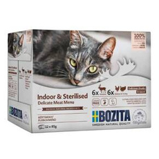 Bozita kot Indoor & Sterilised z reniferem, kurczakiem i indykiem w sosie 12 x 85g