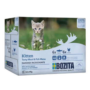 Bozita kot Kitten z łososiem i kurczakiem w sosie 12 x 85g