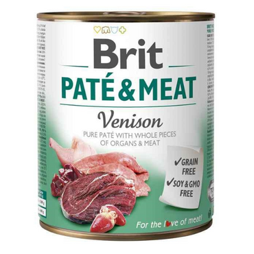 Brit Pate & Meat Venison 800g - wilgotna karma z dziczyzną dla psów