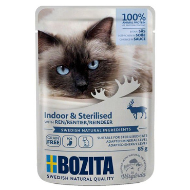 Bozita kot Indoor & Sterilised z kawałkami renifera w sosie 85g