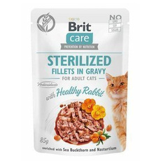 Brit Care Cat Sterilized Rabbit filety z królika w sosie karma dla kotów 85g